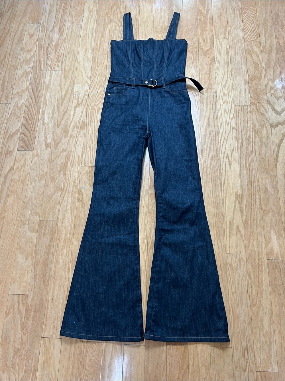 DL1961 Holloway Flare Jumpsuit with Indigo Coated Denim in Size 26 - Picture 5 of 16
